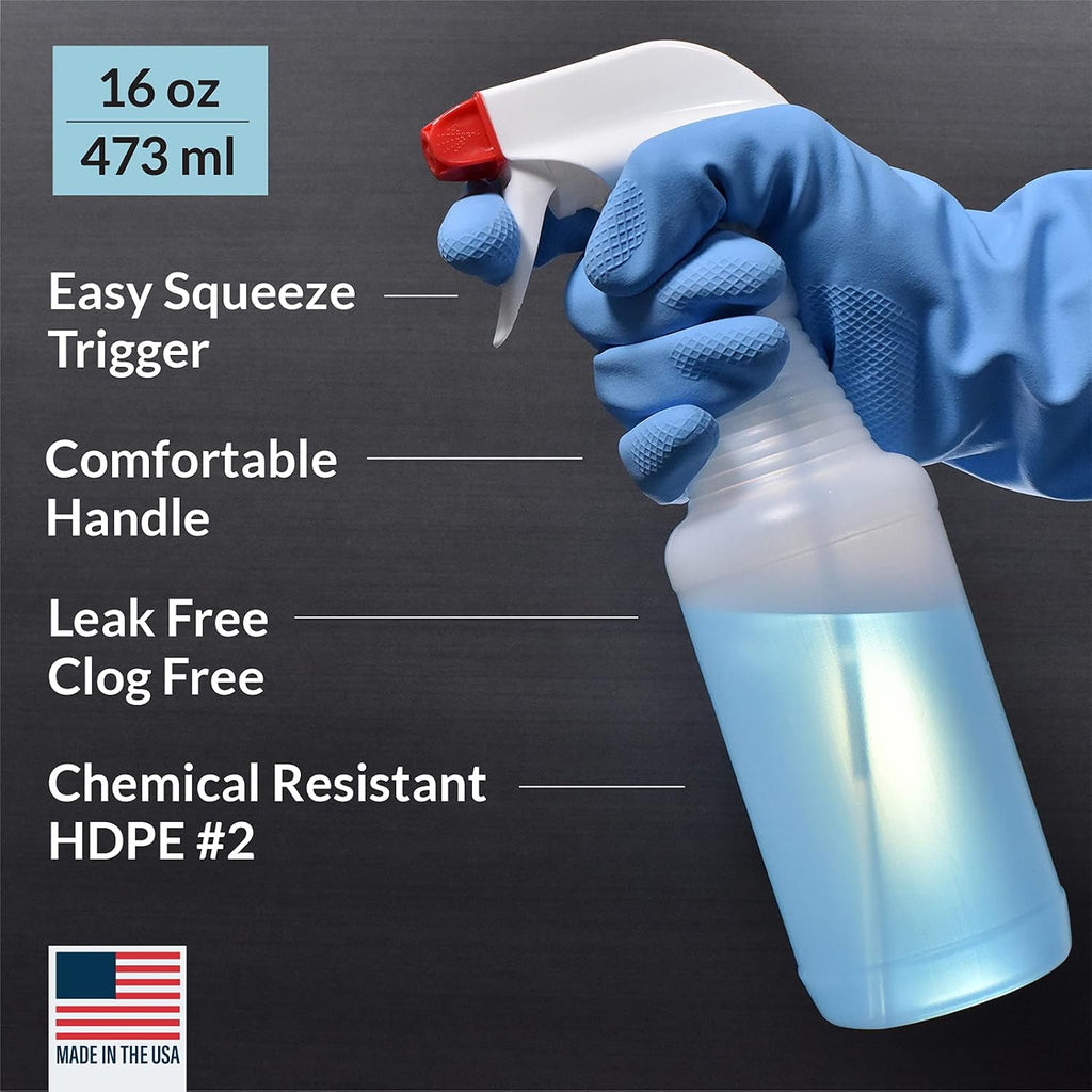Plastic Spray Bottles USA Made 4 Pack 16 oz Leak Proof Empty Refillable Mist/Stream for Cleaning Solutions, Plants