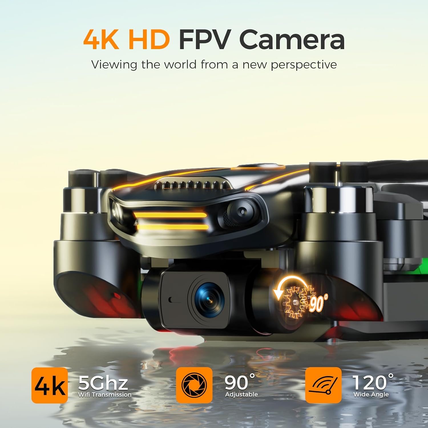 GPS Drone with EIS 4K Camera for Adults Kids, RC Drones with 4.5 inch HD Screen on Controller,Auto Return,2 Batteries