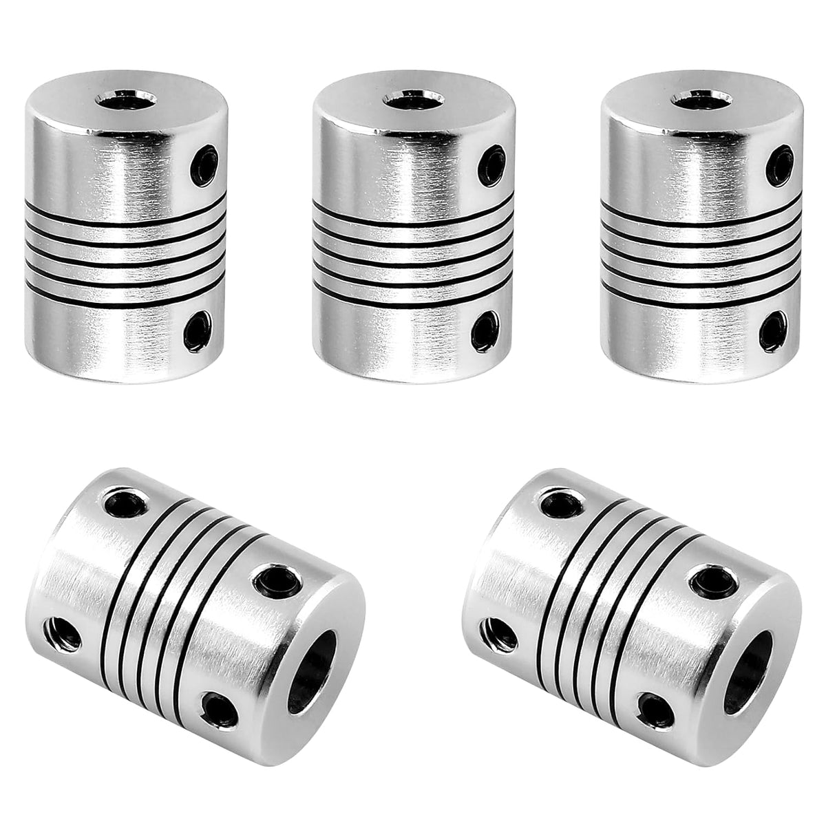 2Pcs Flexible Shaft Coupling 5mm to 8mm Shaft Aluminum Casing， 25mm Length 19mm Diameter Motor Coupler for 3D Printer
