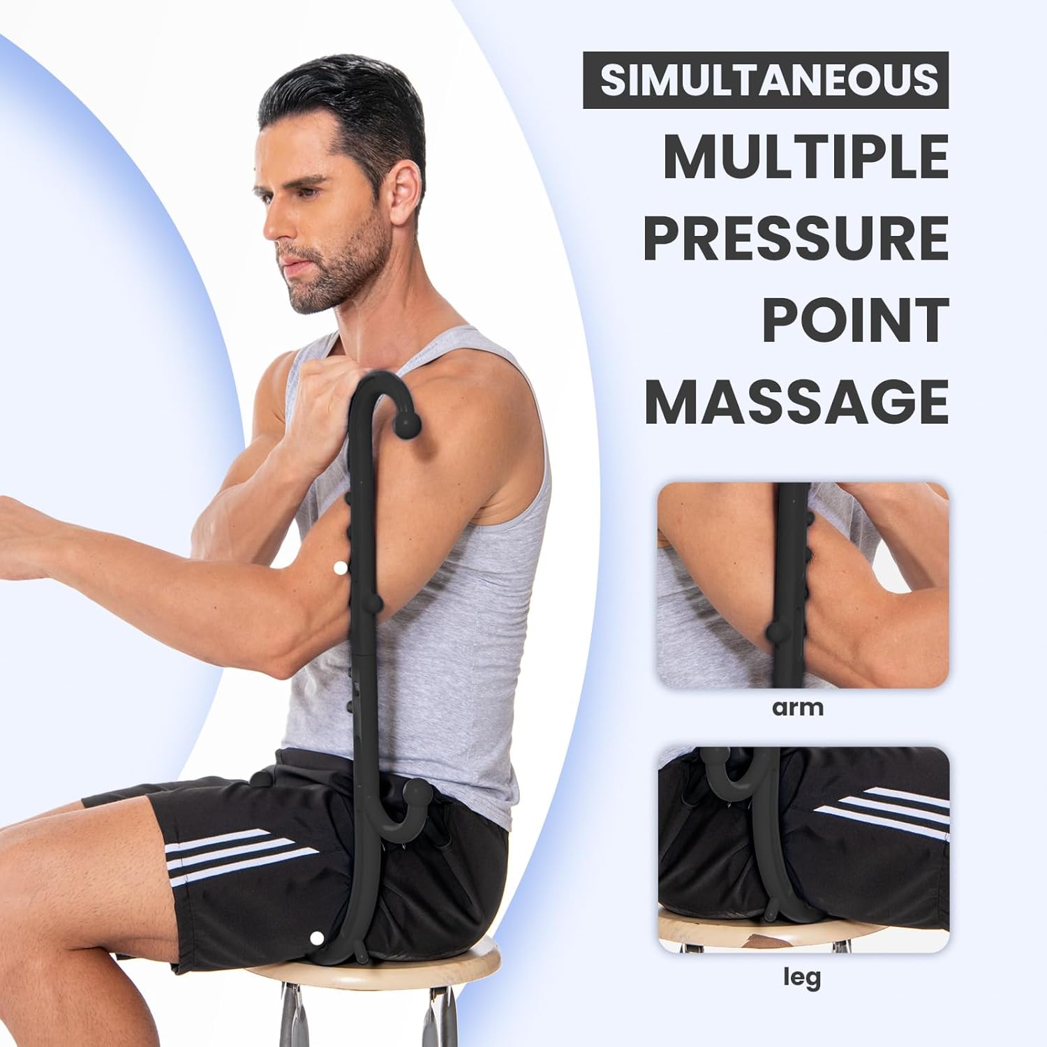 Deep Tissue Back & Neck Massager - Back Massager Stick for Pain Relief, Muscle Knot Remover, Trigger Point Massage