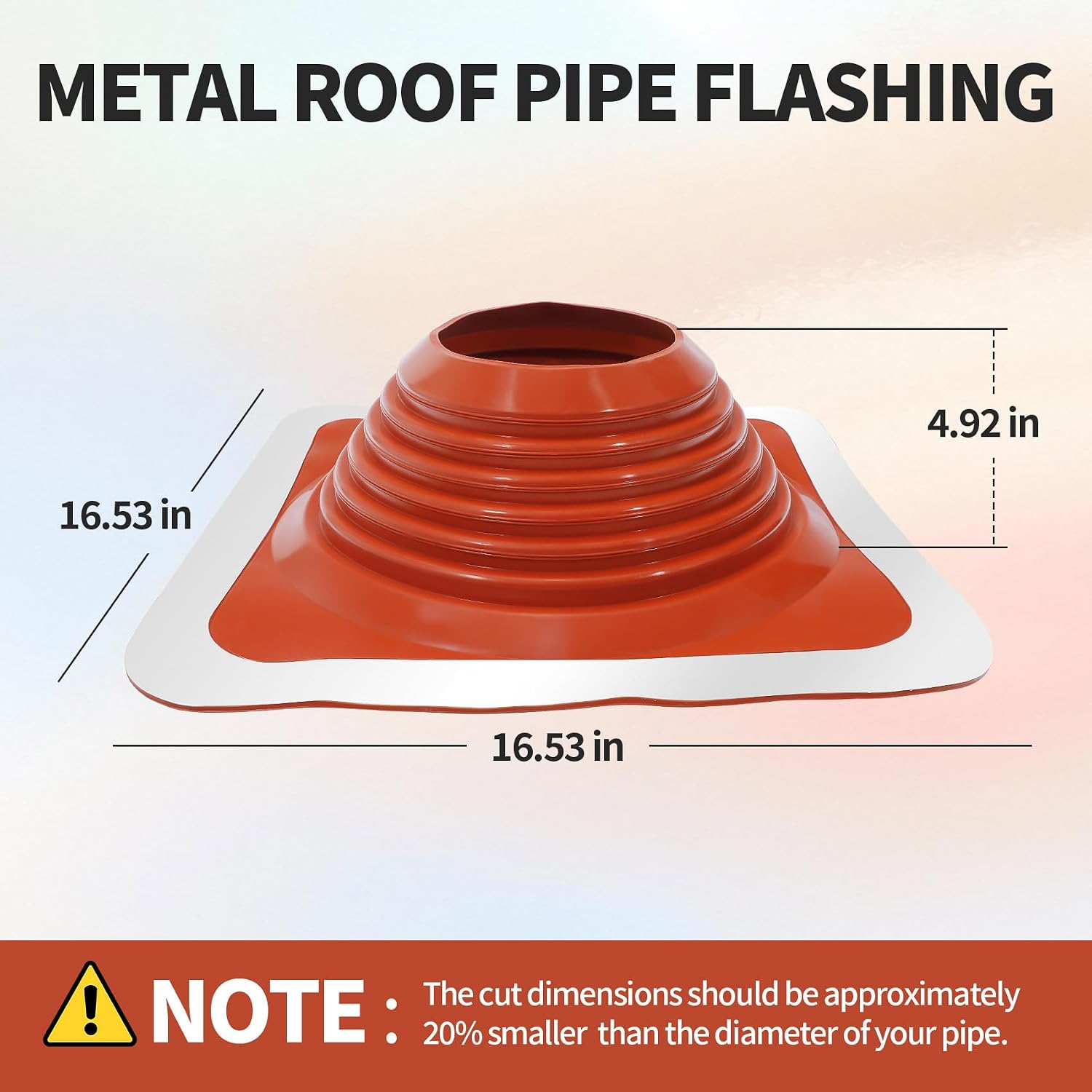 #8 Metal Roof Pipe Flashing Boot, Fits 7"-13" OD Pipes, High Temp Silicone Roof Vent Boot with Heavy-Duty Square