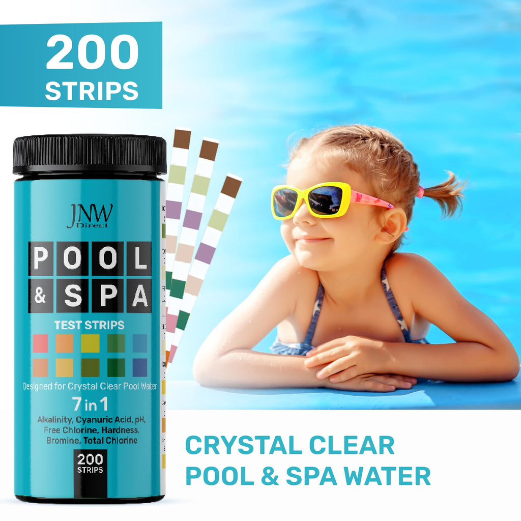 Pool Test Strips for Pools and Spas - 7 in 1 Water Test 200 Pack