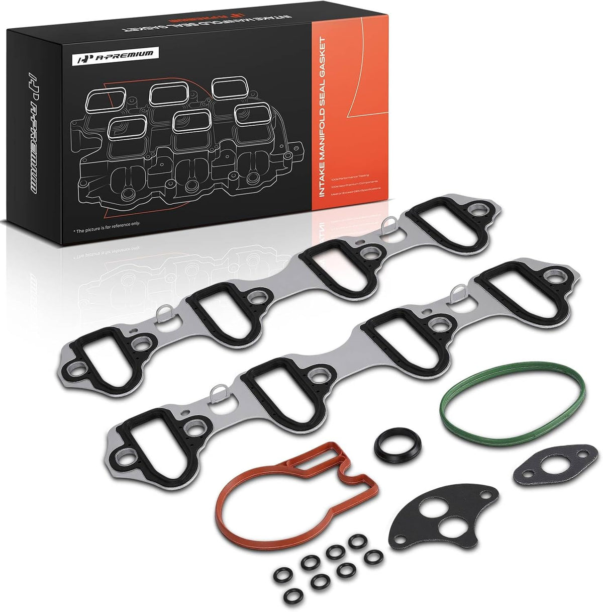 A-Premium Lower Engine Intake Manifold Gasket Set Compatible with Chevy, GMC, Hummer, Cadillac, Saab, Isuzu & GM Cars - 99-17 - Silverado, Express, Tahoe, Sierra, Yukon, H2, Savana & More, 8Cyl OHV