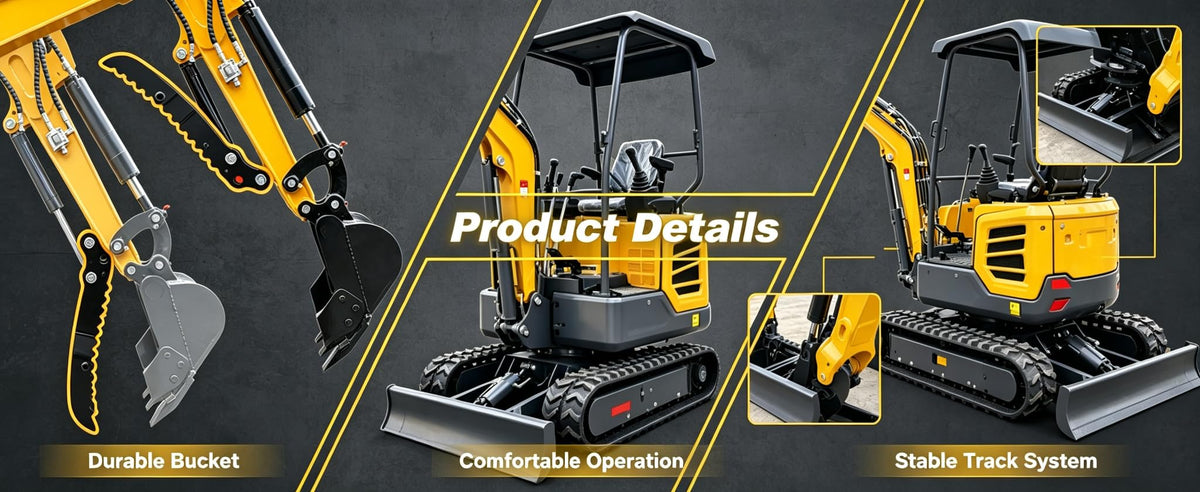 2 Ton Mini Excavator with Kubota Engine, High Horsepower Diesel Compact Crawler Digger for Construction & Farming