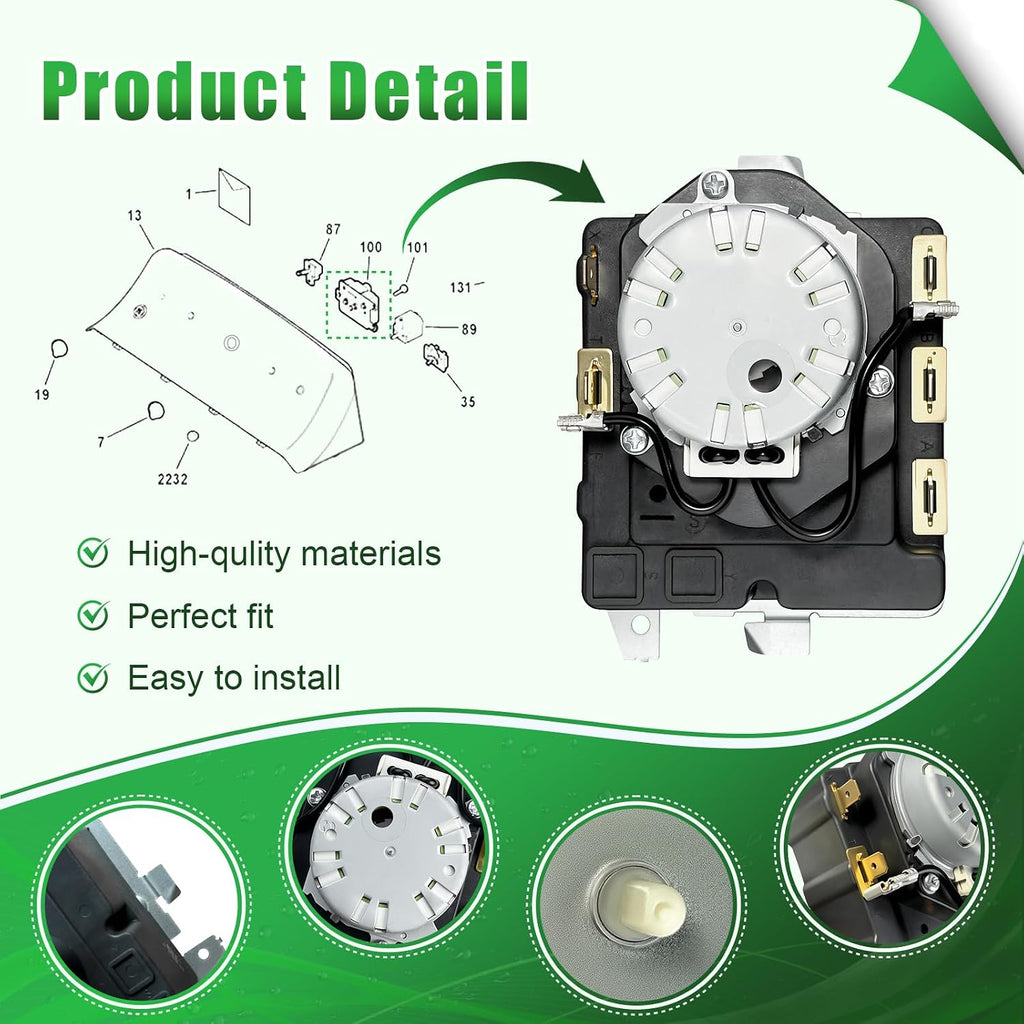 WE4M532 Dryer Timer Compatible with GE Hotpoint Dryer, Replacement Part WE4M362 WE4M532-24PK 234D1296P004 TMD1FM07 WE04M0532 3029573 AP5788219 PS8746223 EAP8746223 PD00025191