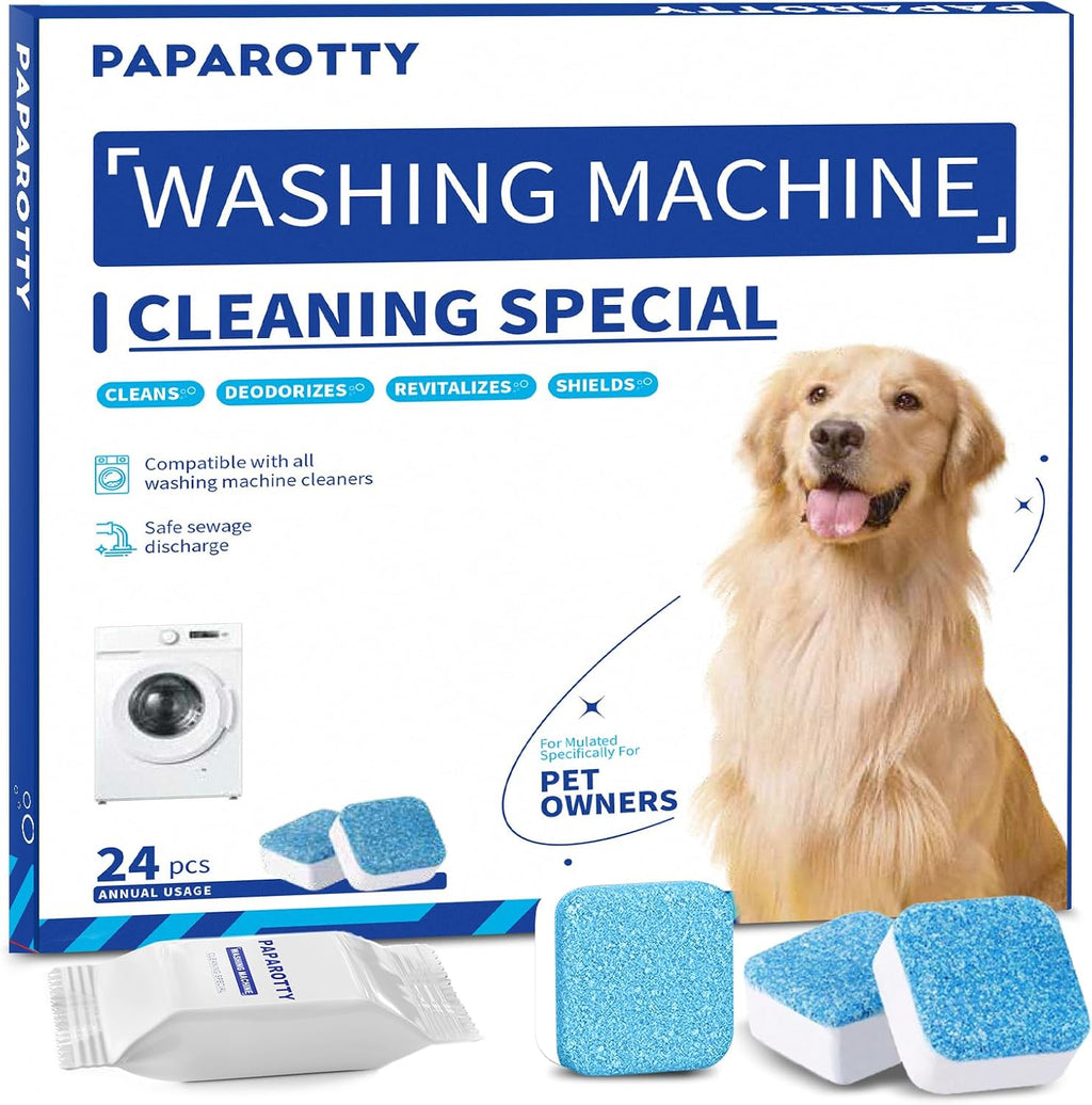 Washing Machine Cleaner Tablets - 24 Pack (12 Month Supply) | HE Compatible for Top & Front Load Washers | Pet-Safe