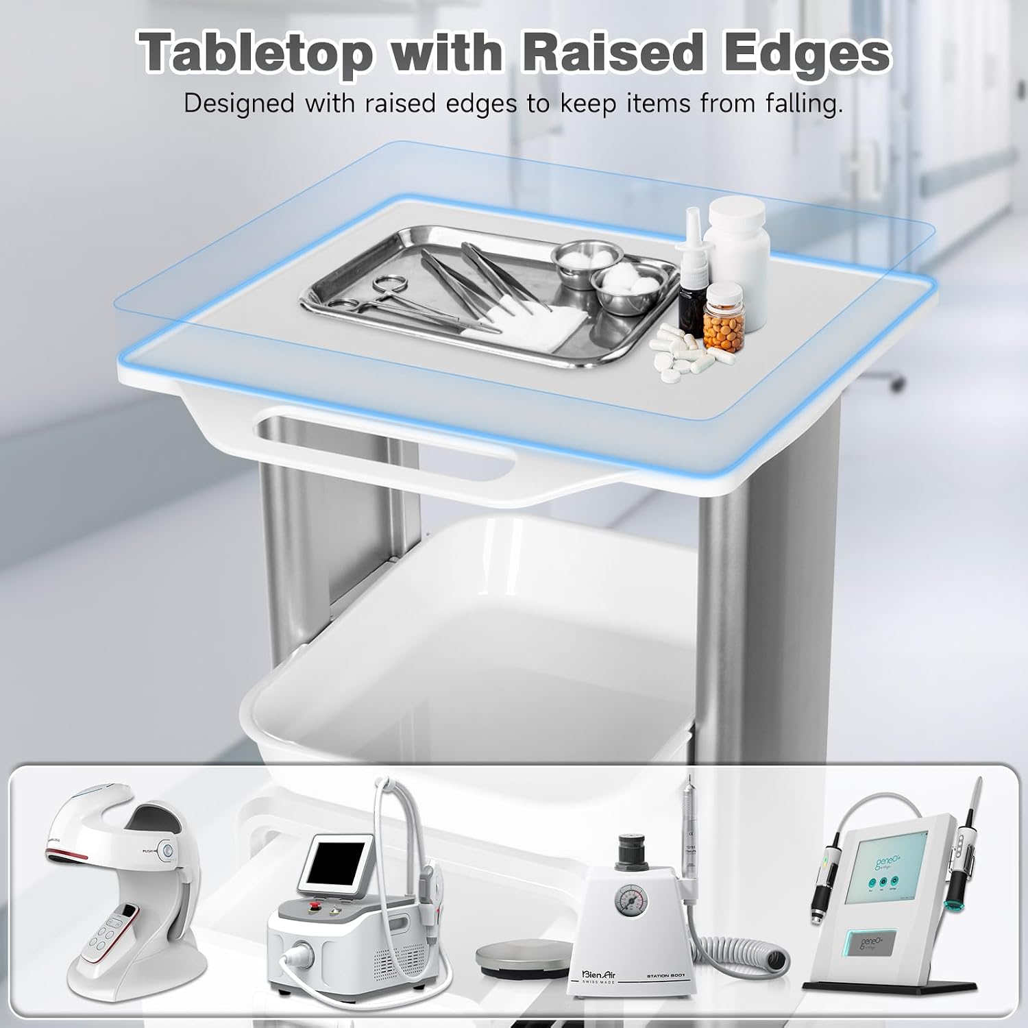 Medical Trolley Mobile Ultrasound Cart 135 LBS Load Storage Cart