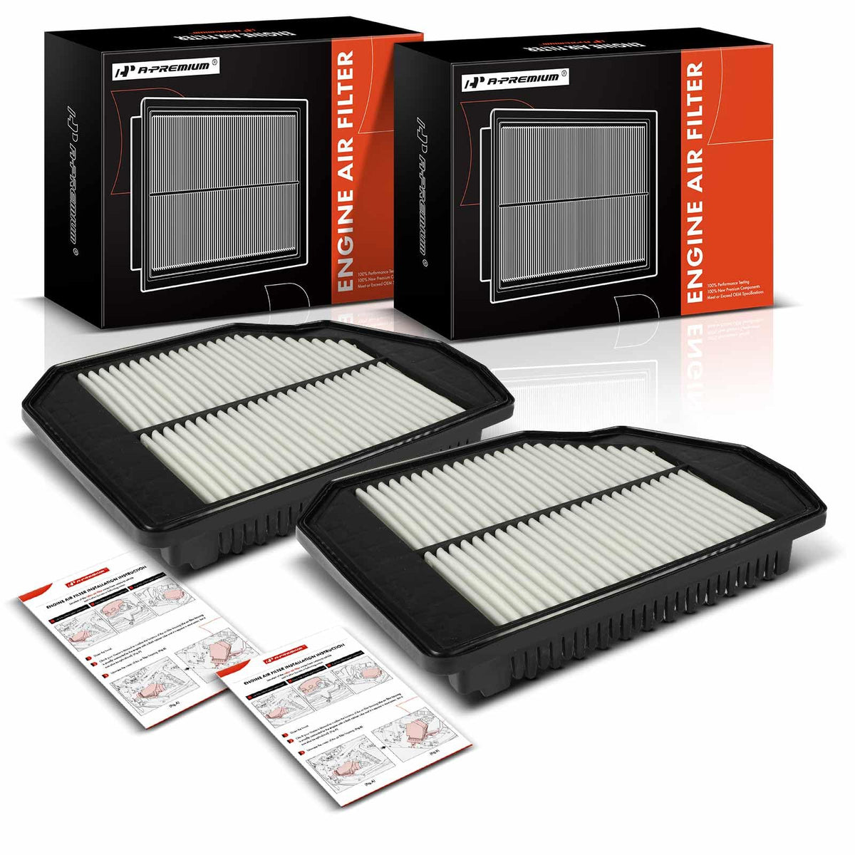 A-Premium 2-PC Front Engine Air Filter Compatible with Hyundai & Genesis