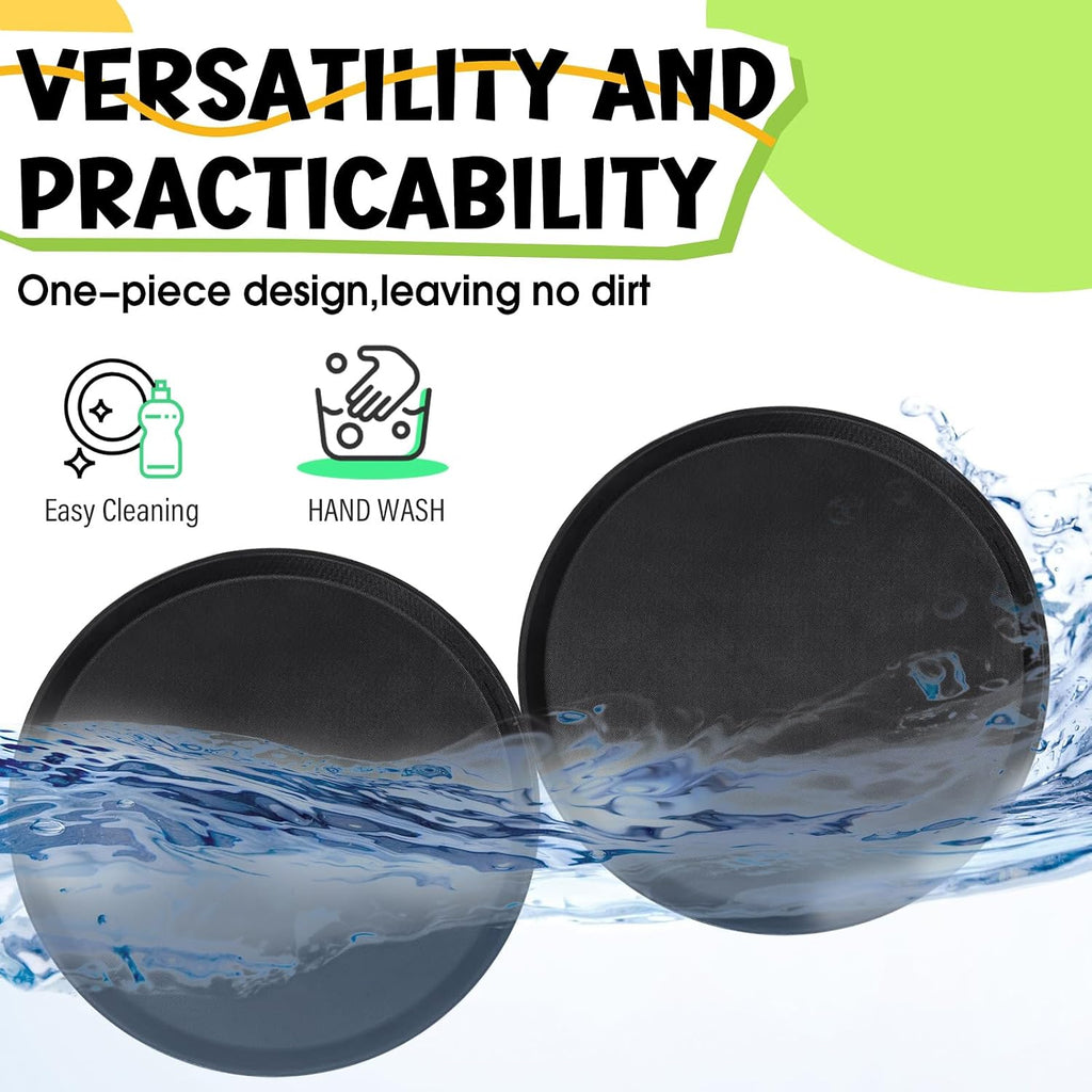 4 Pcs 16 Inch Black Round Serving Trays Plastic Non Slip