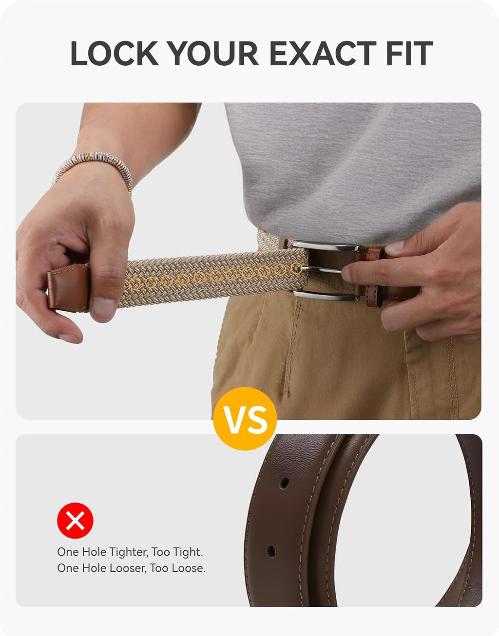 CHAOREN Stretch Belts for Men 2 Pack - Elastic Belt for Golf & Casual Wear