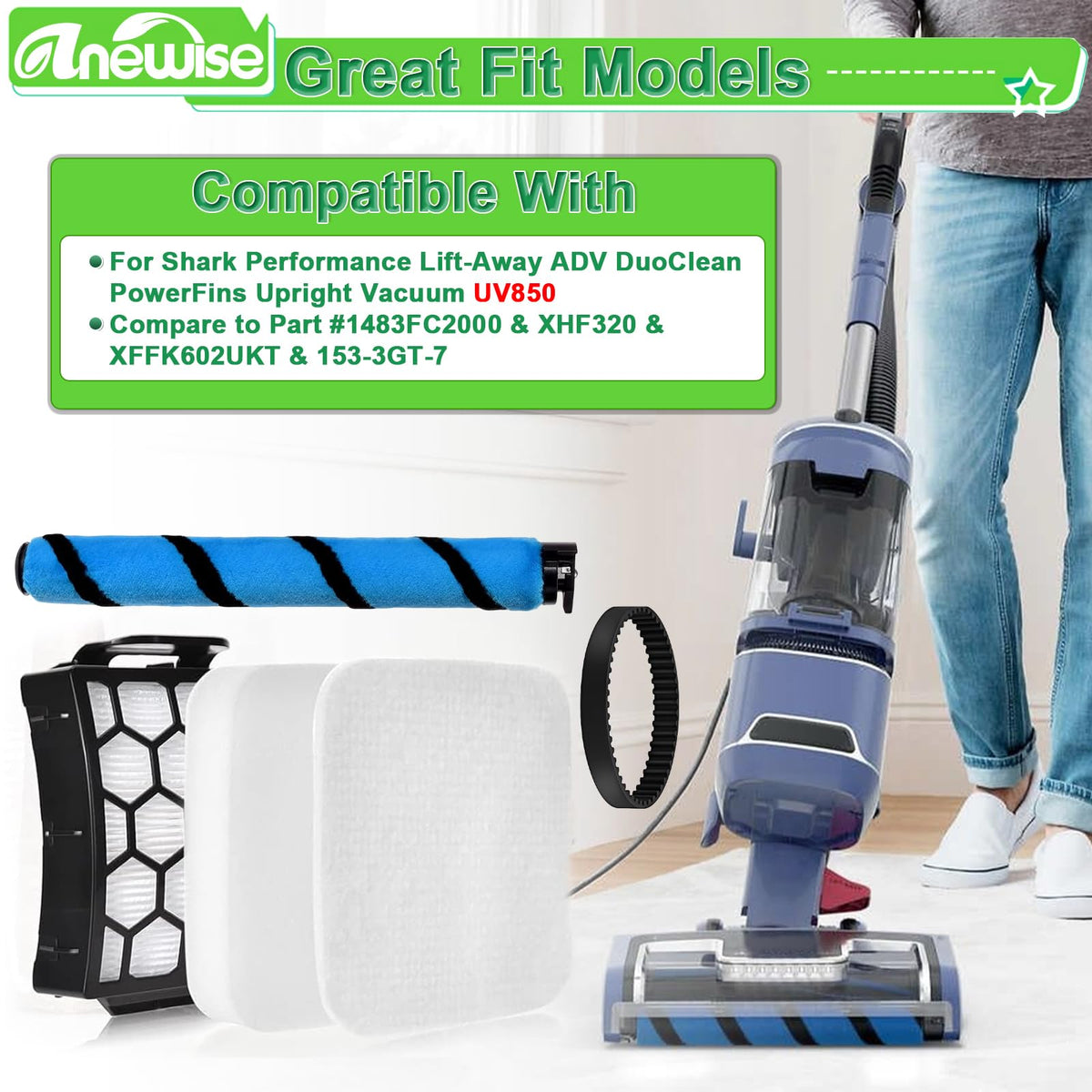 Filter Brush Belt for Shark UV850 Performance Lift-Away ADV DuoClean