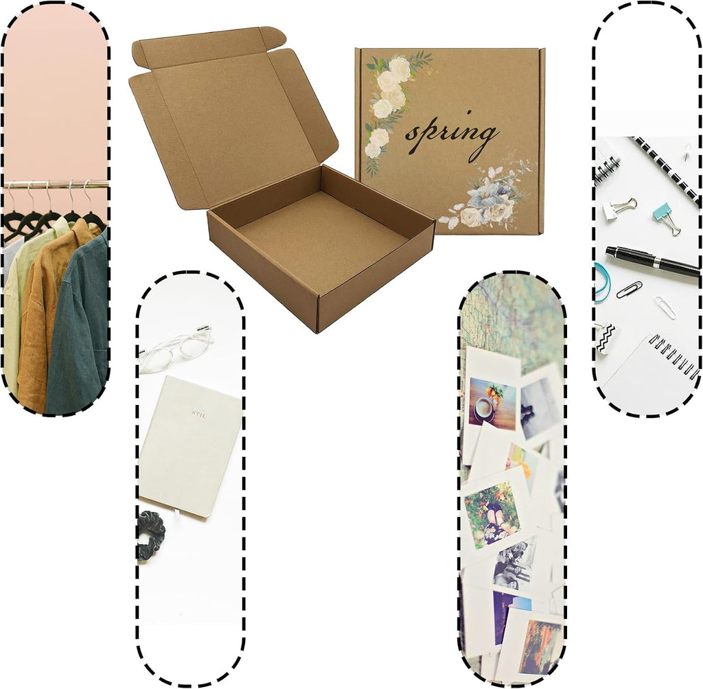 9x9x2 inches Shipping Boxes Set of 25, Brown Corrugated Packaging Mailers