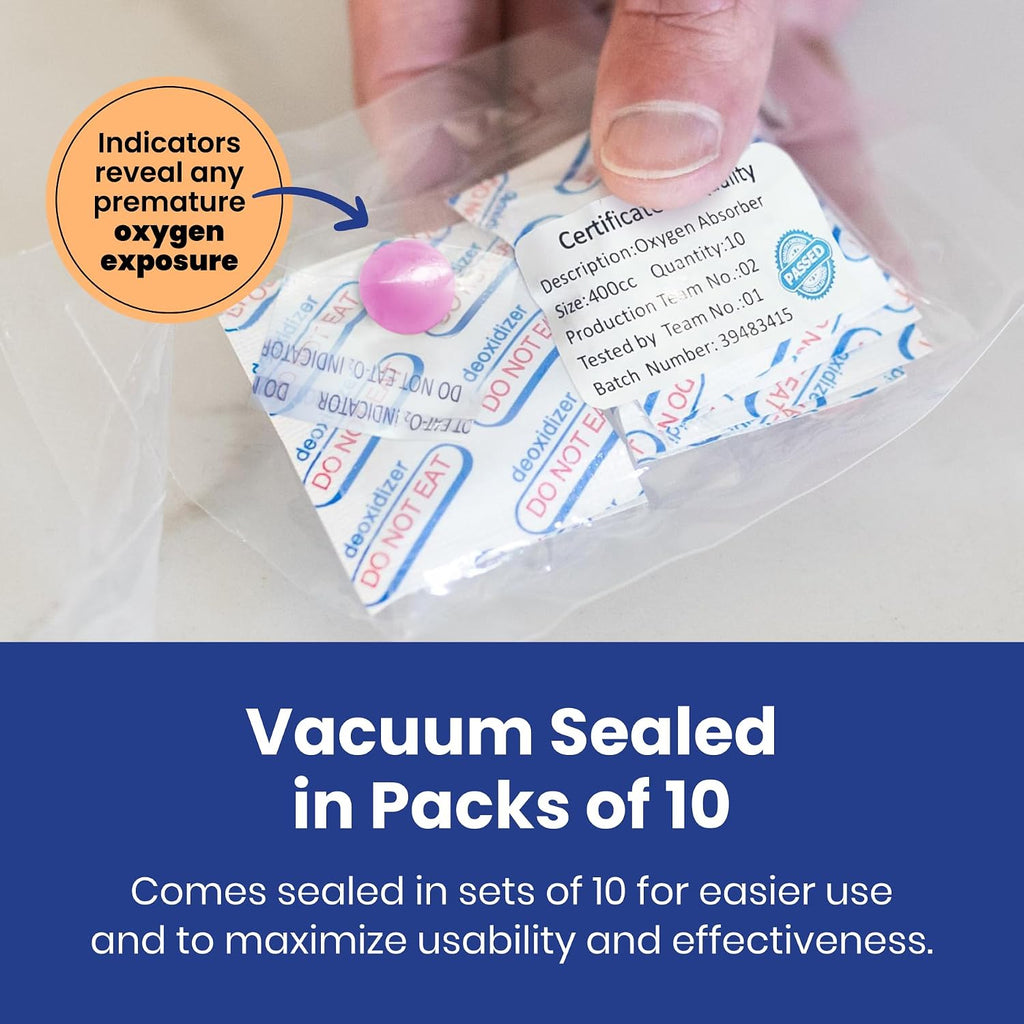500cc Oxygen Absorbers - 100 Count - for Long Term Food Storage & Survival, Mylar Bags, Canning, Harvest Right Freeze
