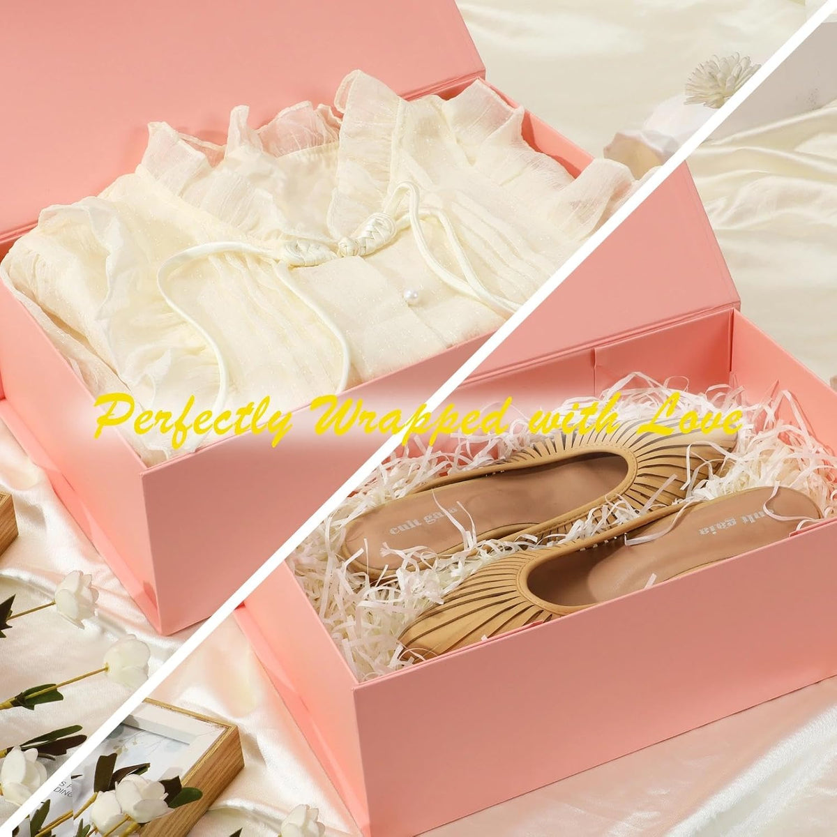Pink Gift Boxes Bulk 16 Pack 13.8x8.3x4.5 Magnetic Gift Boxes