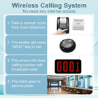 4-Digit Queue Calling System Wireless Take a Number System with LED Number Display and 3 Call Buttons for Restaurant