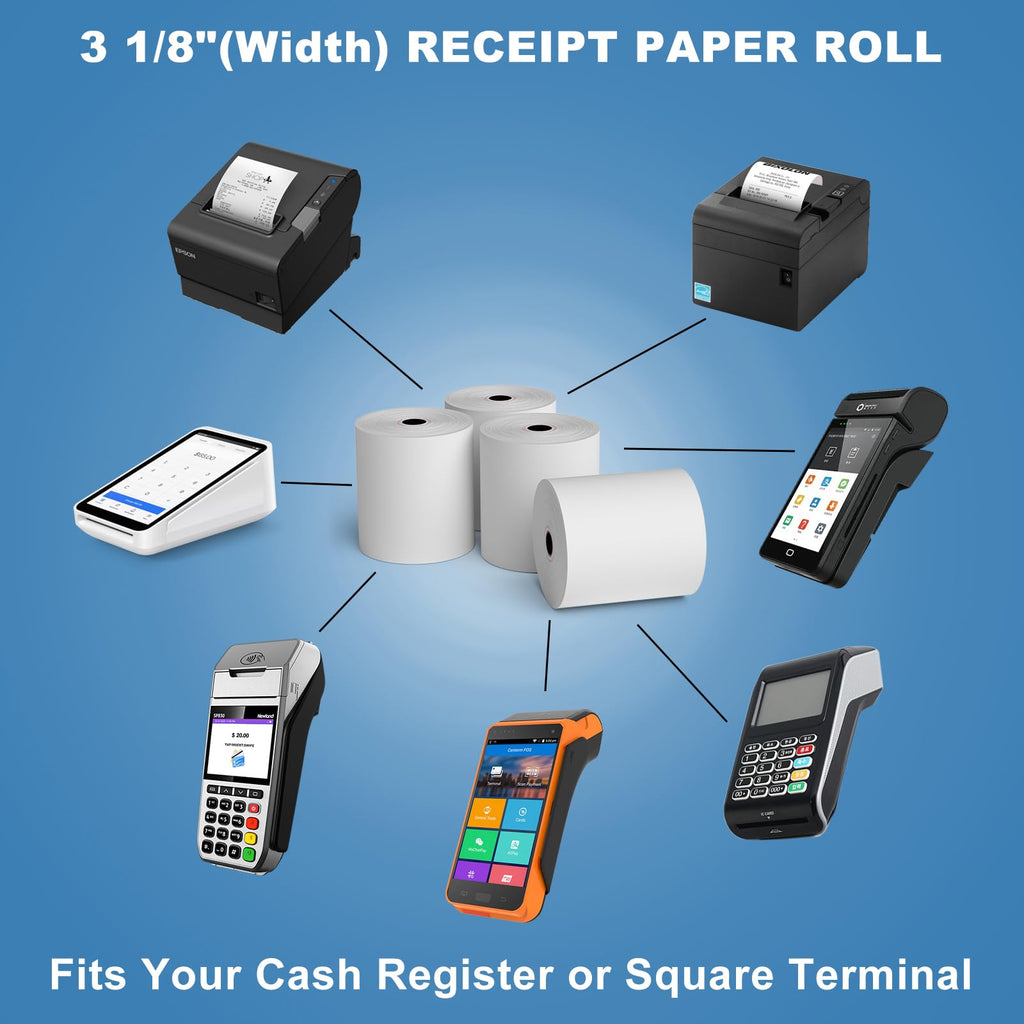 3 1/8" x 230ft Thermal Receipt Paper Cash Register Paper 20 Rolls