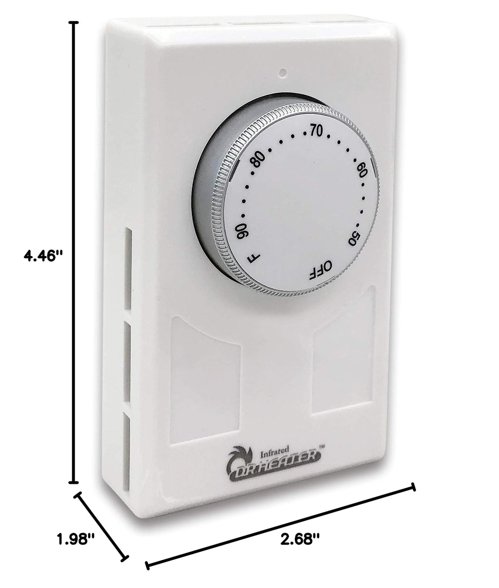 Dr. Infrared Heater DR-001 Wall Thermostat 4 wires single or Double poles 120-277V 3360-7756W, White.