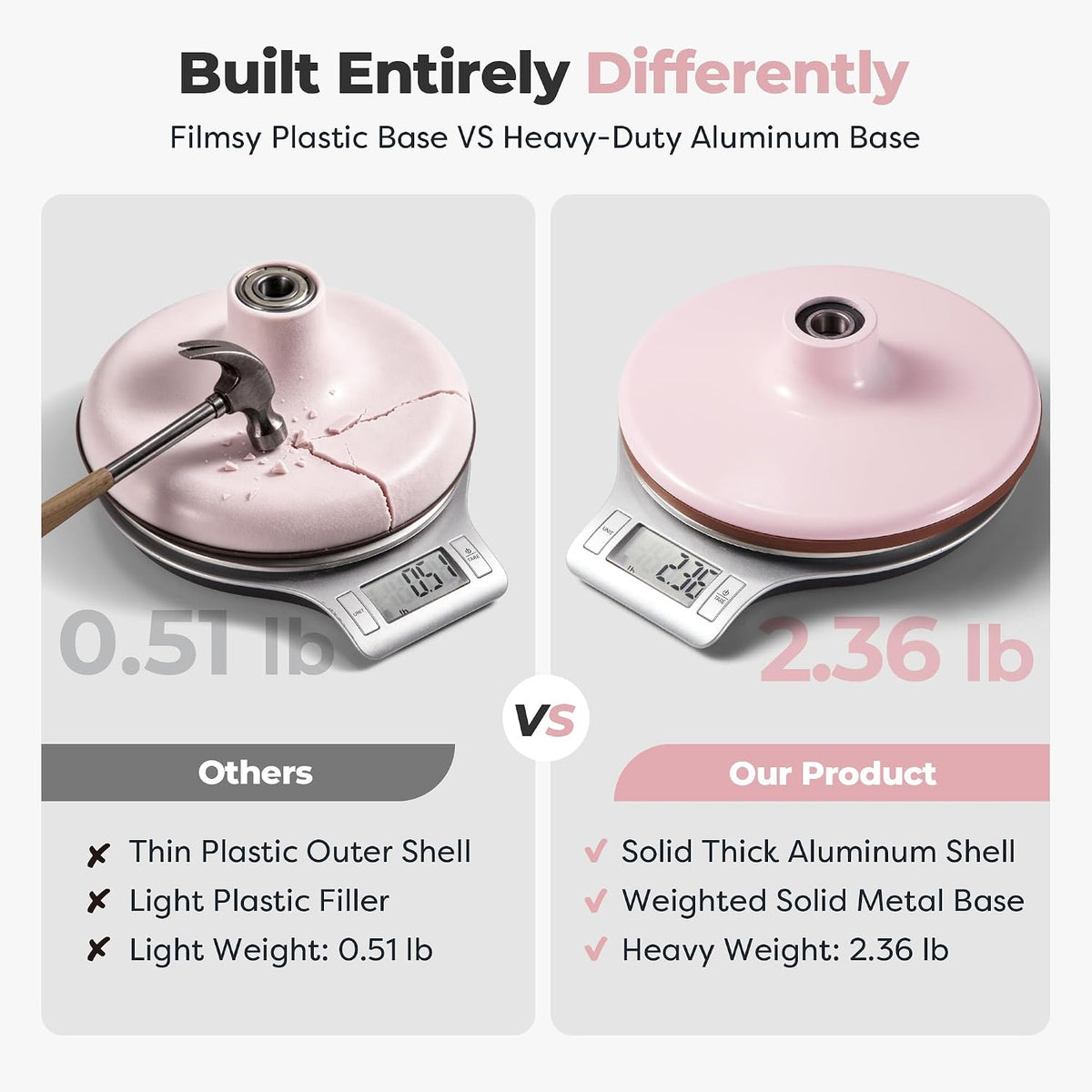 12" Pink Aluminum Alloy Cake Turntable, Cake Stand for Decorating