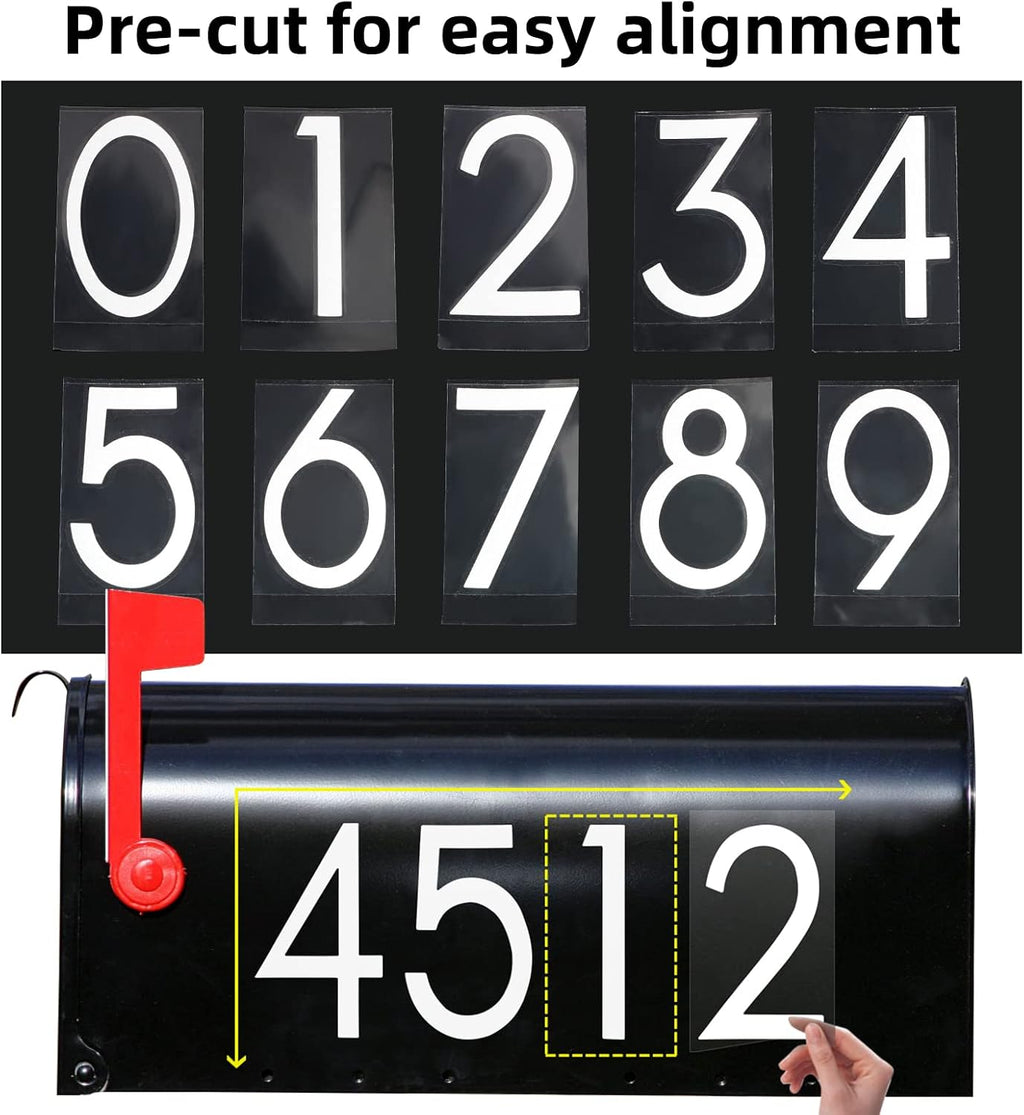 3 inch 30 Pcs Reflective Mailbox Numbers Stickers for Outside, Easy Installation with Prolonged Backing for and