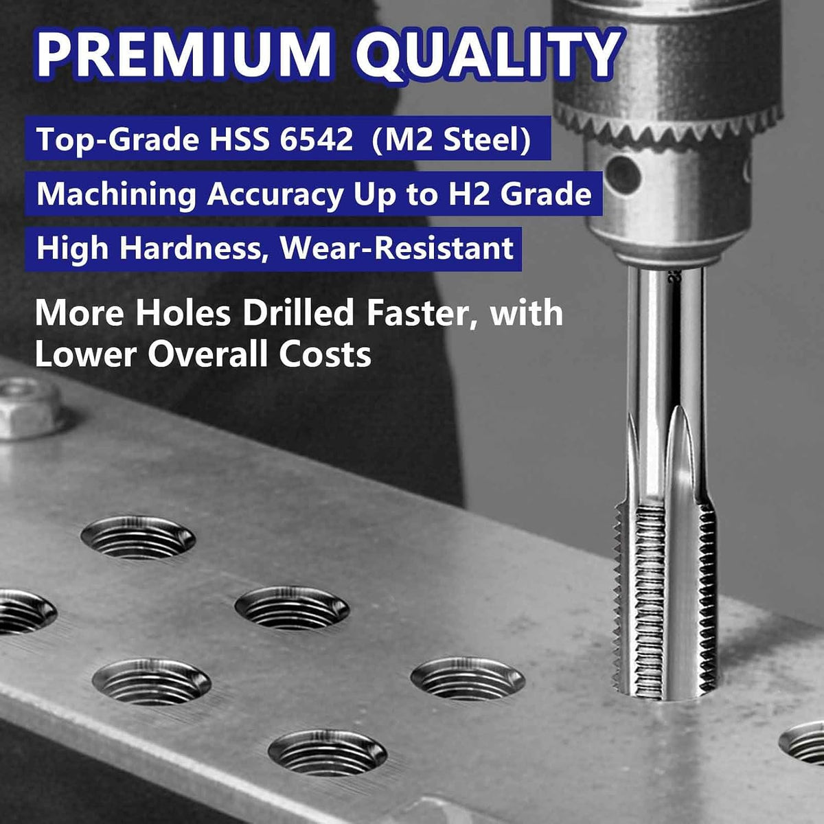 ATOPLEE M12x1.25mm Metric Tap, M2 HSS 6542 Right-Hand Thread Tap
