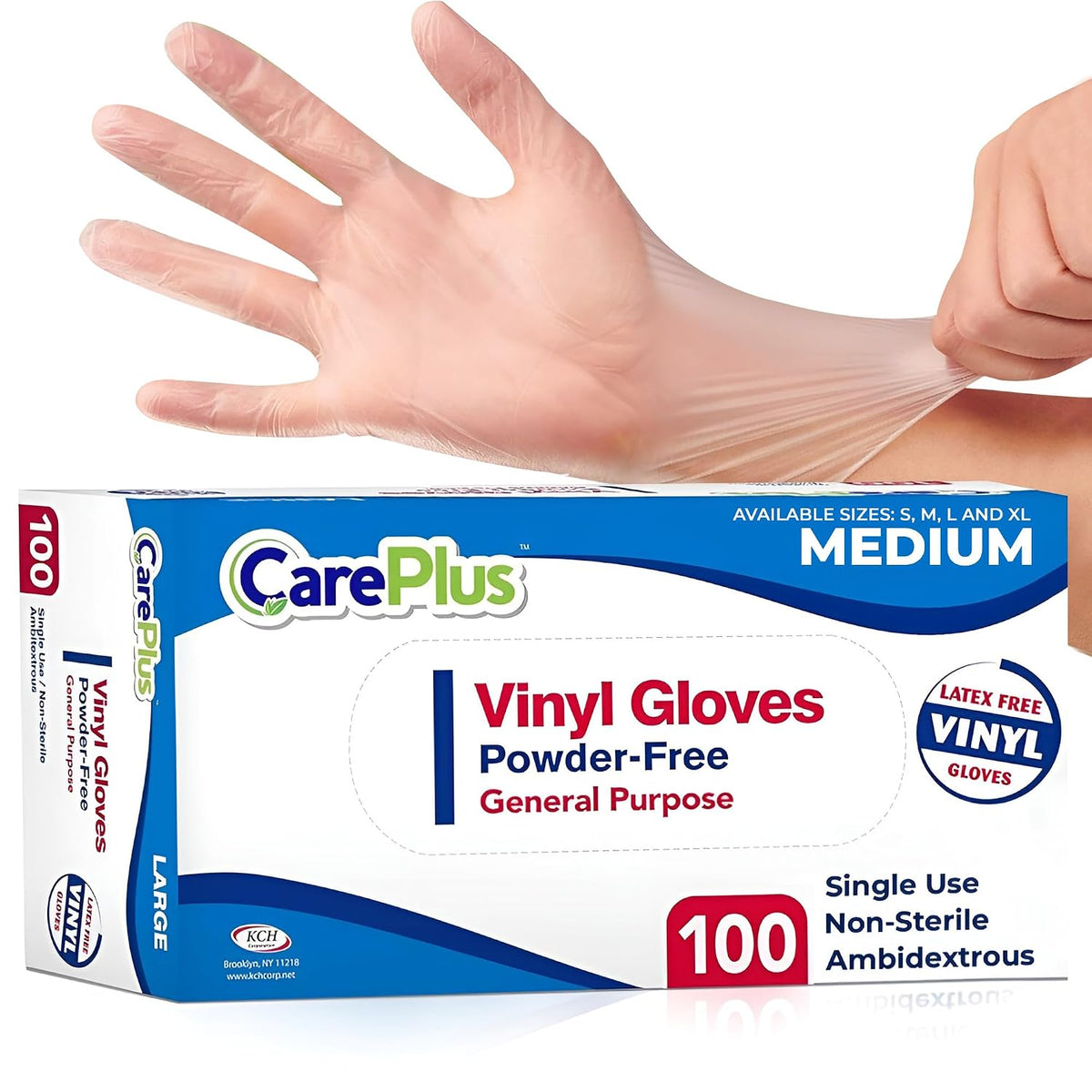 Vinyl Gloves Clear Medium, Disposable Latex Free, 100 Count