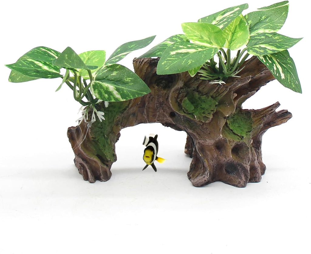 Aquarium Decor Ornaments Artifical Driftwood Cave Fish Tank Decorations Silk Aquarium Plants for Betta Fish Tank