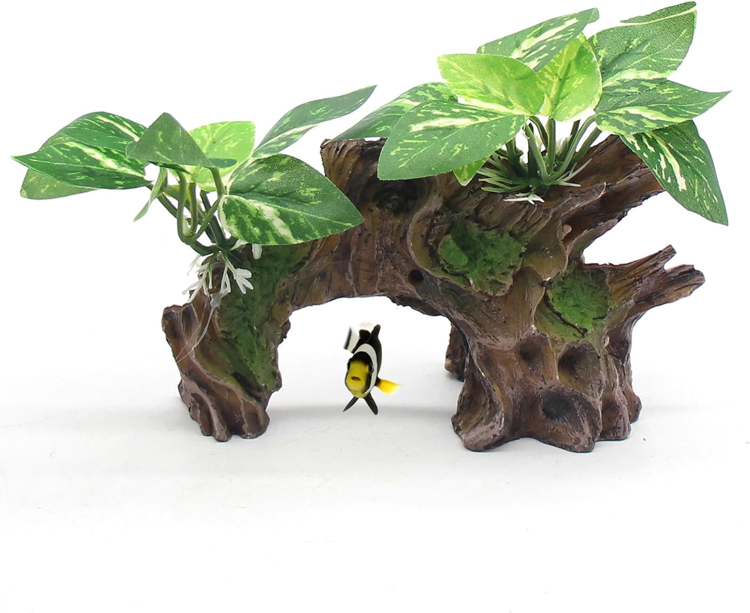 Aquarium Decor Ornaments Artifical Driftwood Cave Fish Tank Decorations Silk Aquarium Plants for Betta Fish Tank
