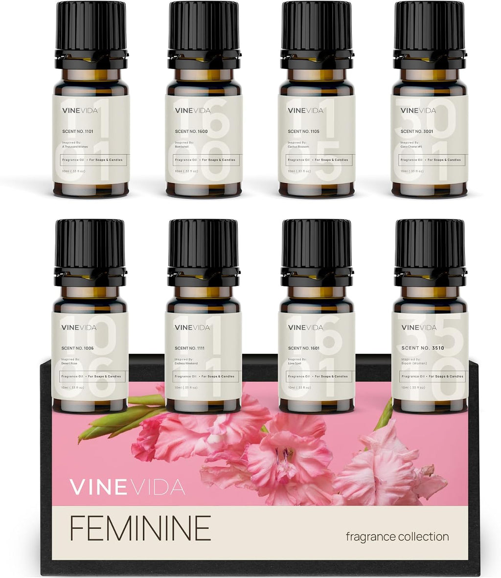 [Set of 8] Feminine Scents for Candle Making, Made in USA Candle Fragrance Oil, Soap Making Essential Oils, Diffuser
