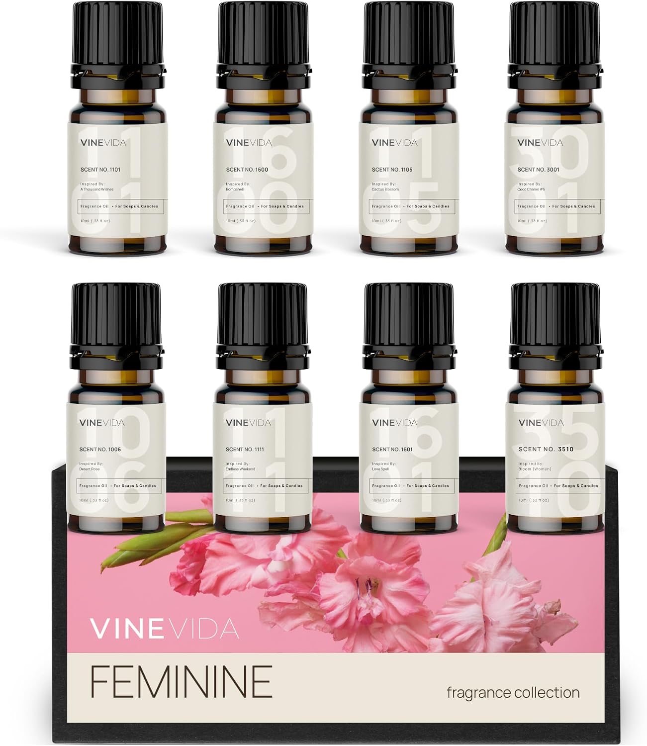 [Set of 8] Feminine Scents for Candle Making, Made in USA Candle Fragrance Oil, Soap Making Essential Oils, Diffuser