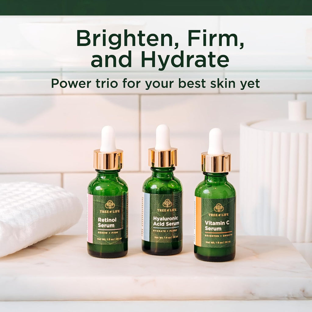 Face Serum Set - Vitamin C, Retinol & Hyaluronic Acid for Brightening, Firming & Hydrating - Anti Aging Skin Care Set