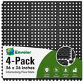 Interlocking Rubber Floor Tiles 4 Pack, Anti Fatigue, 3 x 3 ft