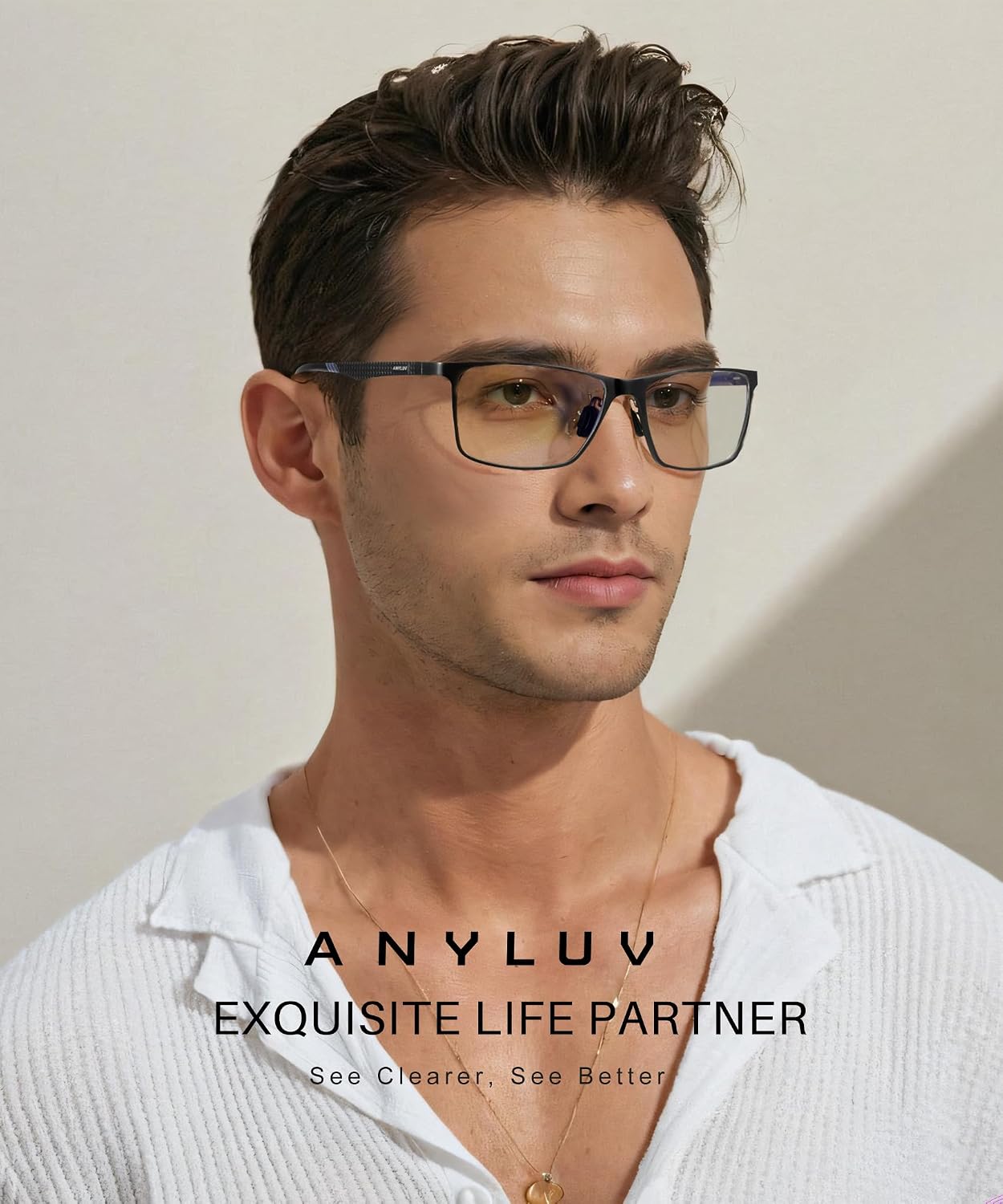 Blue Light Glasses Men, Relieve Eyestrain and Eye Protection, Al-Mg Metal Computer Blue Light Blocking Glasses