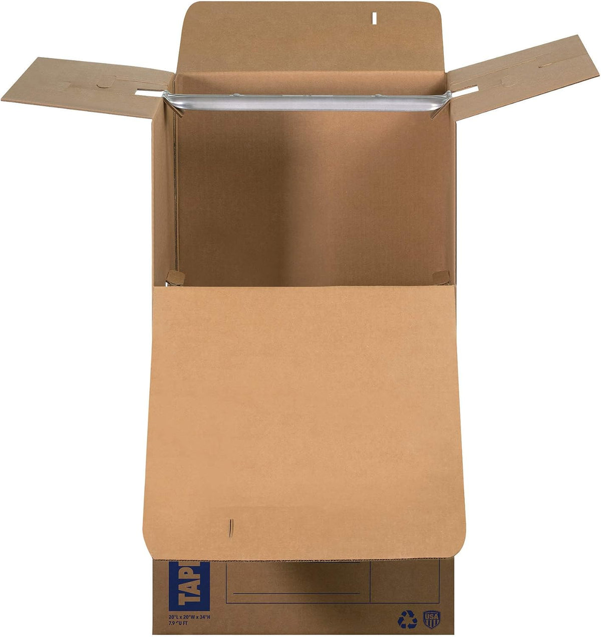 3-Pack Short Tape-Free Wardrobe Moving Boxes, 20" x 20" x 40"
