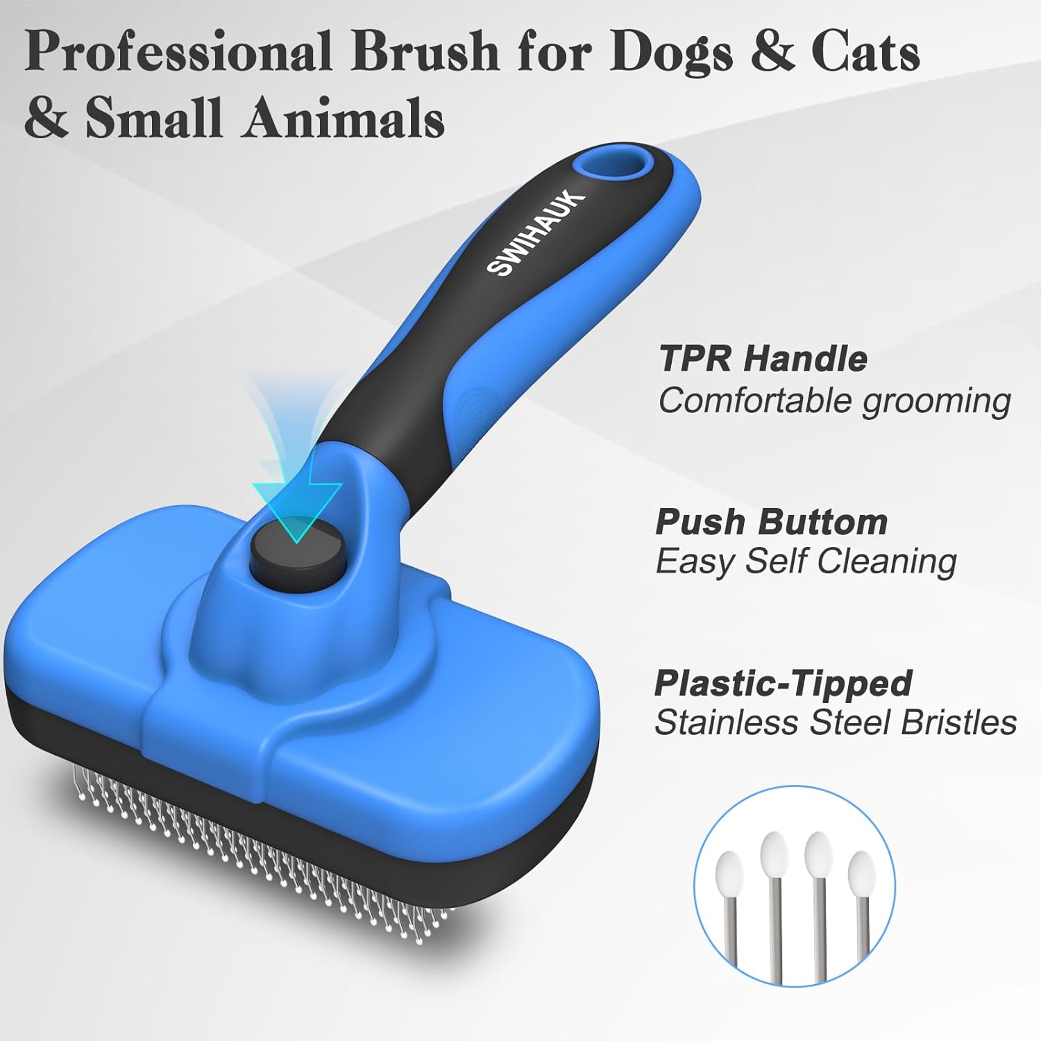 Self Cleaning Slicker Brush - Skin Friendly Deshedding Grooming Tool for Dogs & Cats, Suitable for Shedding & Haired