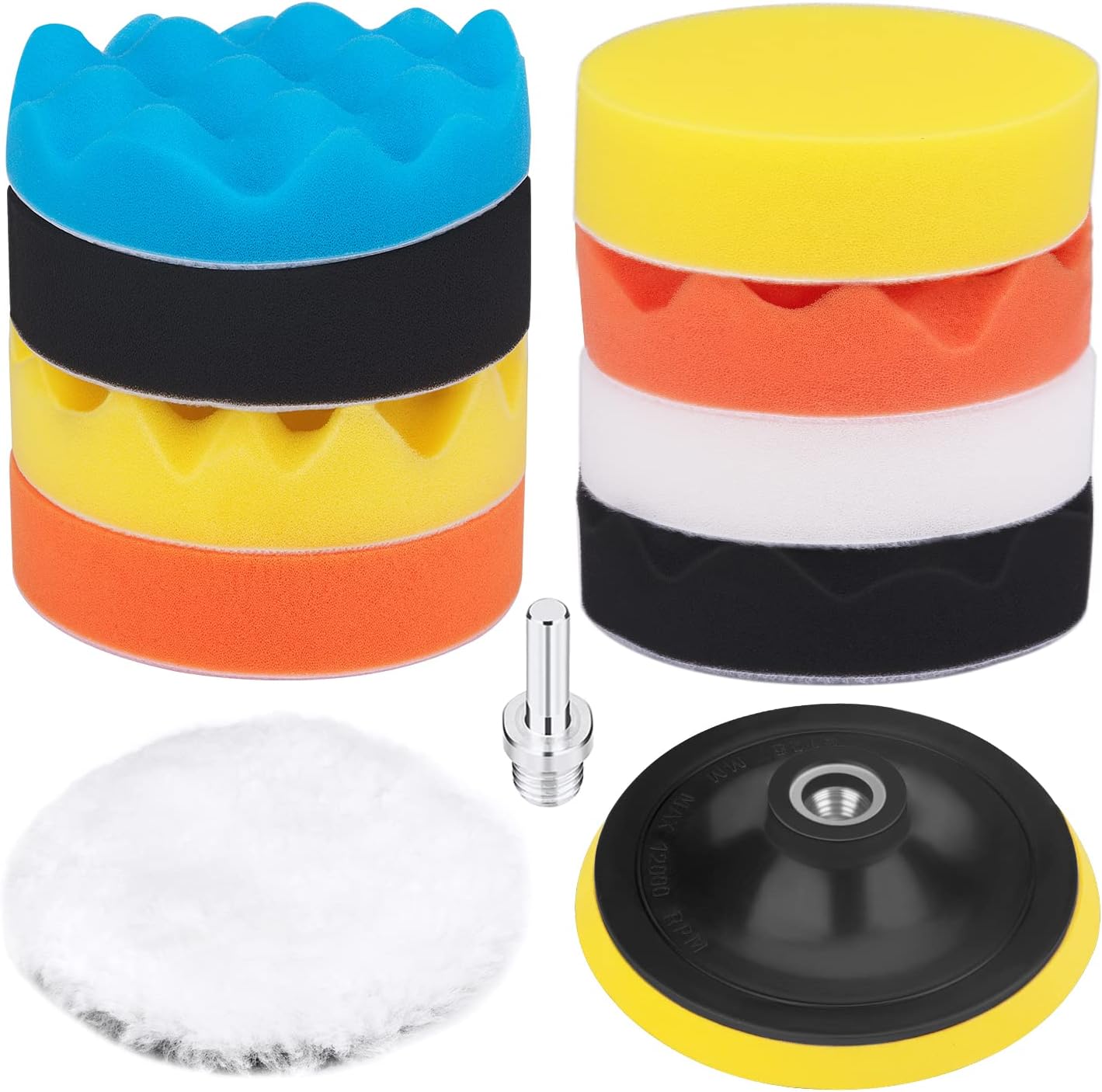 5 Inch Polishing Pads Kit, 11PCS Foam Buffing Pads with Drill Adapter | Foam Buffing Pads For Car Polishing And