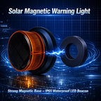 Amber Solar LED Strobe Warning Beacon Light, USB Rechargeable, | Magnetic & Suction Cup Mount, Flashing and Rotating