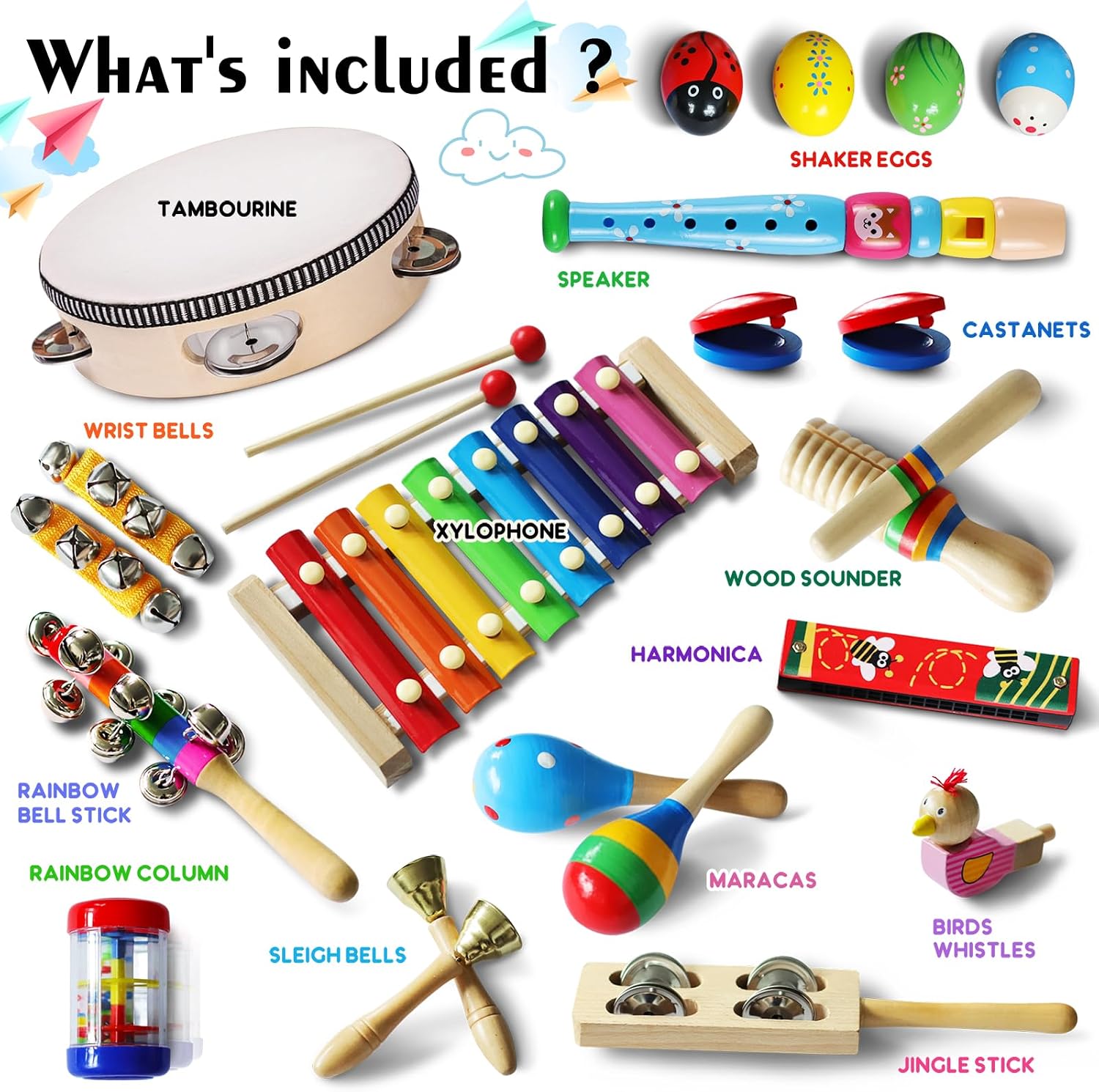 Toddler Musical Instruments,Wooden Percussion Instruments Toy for Kids Preschool Educational Musical Toys Set for