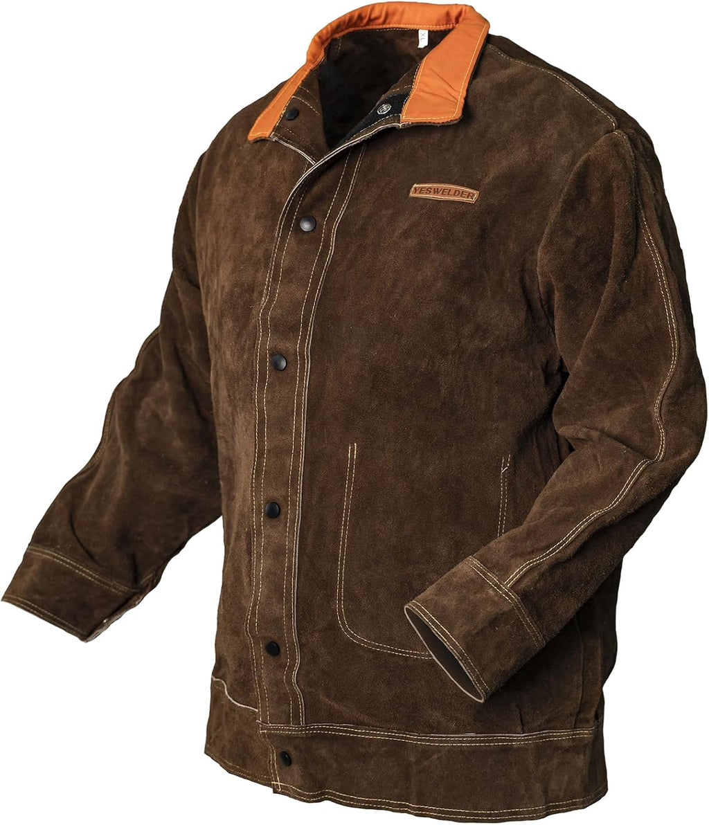 Leather Welding Jacket | Heavy Duty Heat Flame Resistant for Men Women welder jacket Welding Coat
