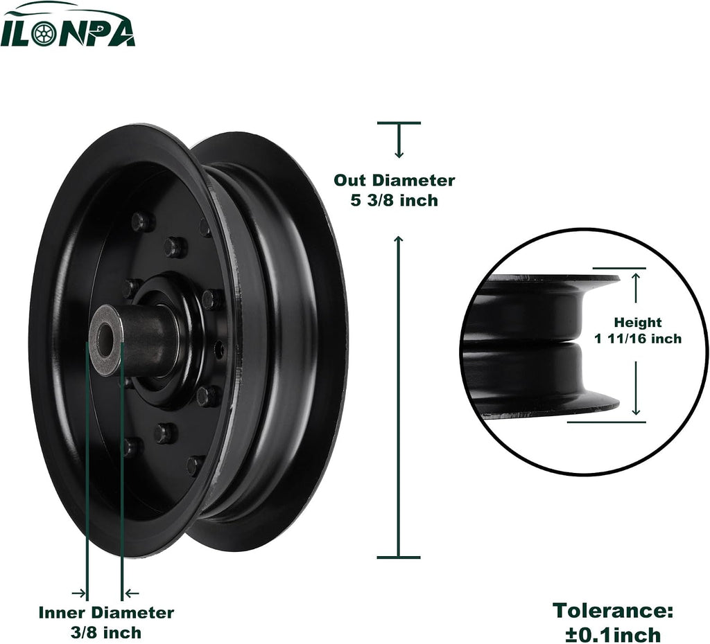 532196106 Flat Idler Pulley Replaces for Husqvarna/Poulan/Craftsman 6106 197379 532197379 for 42" 46" 48" 54" Decks Lawn Mower (1 Pack)