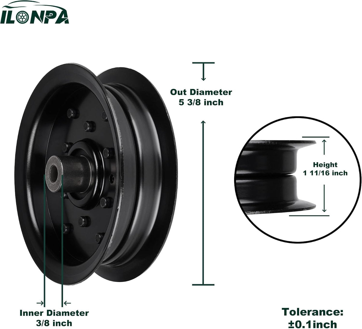 532196106 Flat Idler Pulley Replaces for Husqvarna/Poulan/Craftsman 6106 197379 532197379 for 42" 46" 48" 54" Decks Lawn Mower (1 Pack)