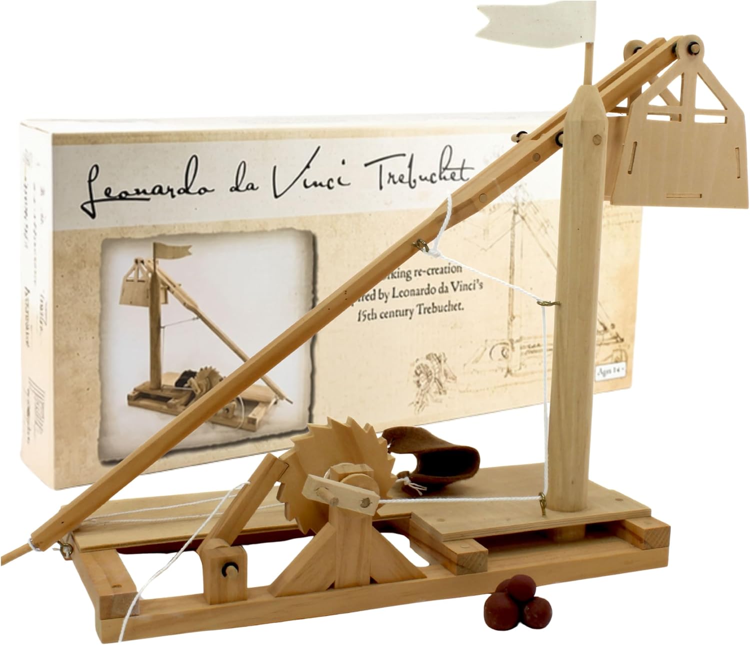 Leonardo da Vinci Trebuchet STEM Kit – Build Your Own Medieval Siege Engine – Educational Wooden Model for Teens &