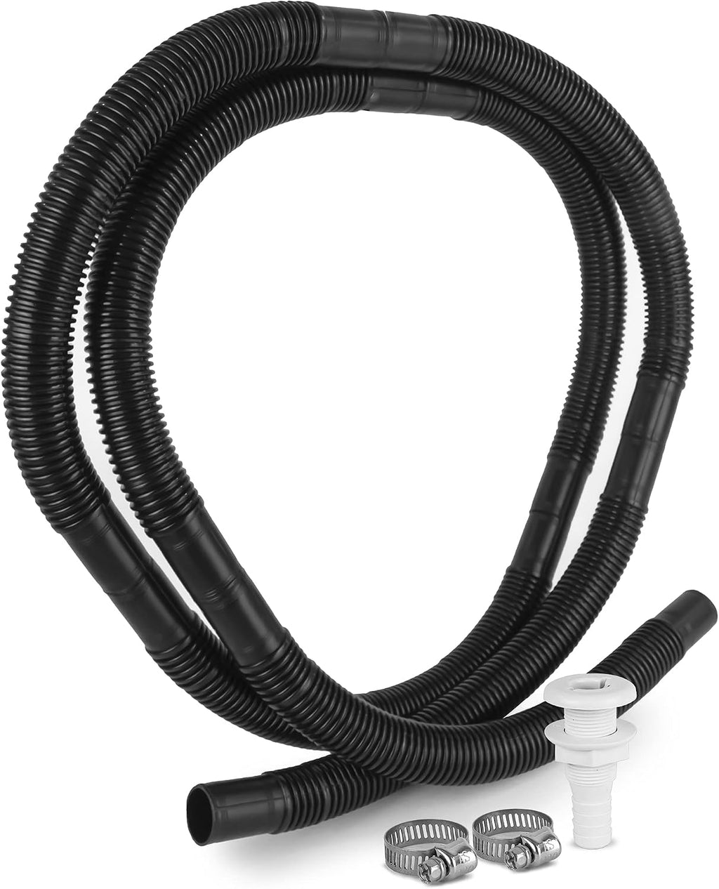 Five Oceans 3/4" Hose Bilge Pump Plumbing Kit, 7-Feet Kink-free Flexible PVC, 2 Stainless Steel Hose Clamps and Tru-Hull Fitting - FO4329