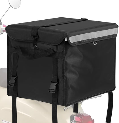 Large Insulated Food Delivery Bag for Bike,Black,19.2 x 15.5 x 16.1 Inches