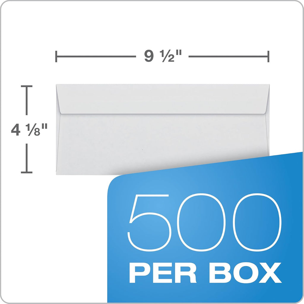 #10 Double-Window Self-Seal Security Envelopes, For Business Statements, Invoices, 4-1/8" x 9-1/2", White, 24-lb, 500