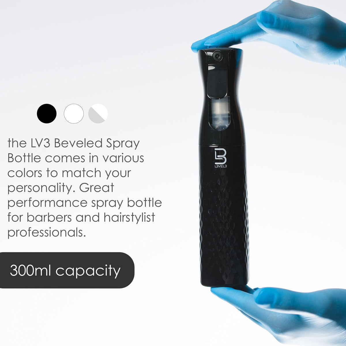 Beveled Spray Bottle Continuous Spray with a Fine Mist Pattern (Black)