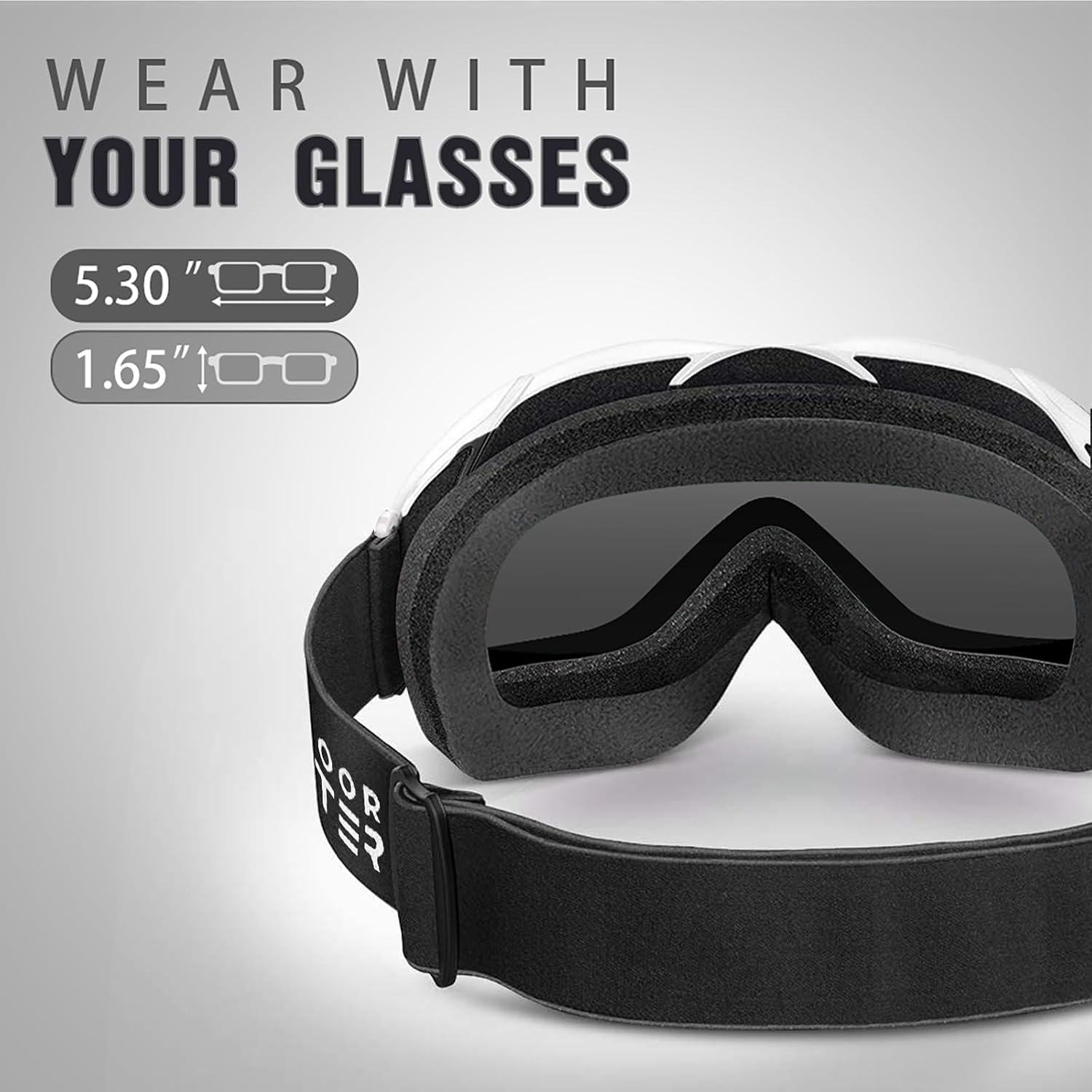 OTG Ski Goggles, Snowboard Goggles for Men, Women & Youth | Over Glasses Ski Goggles with Anti-fog UV400 Protection