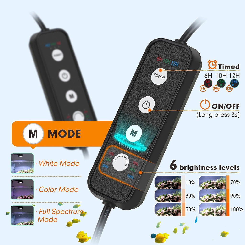 Clip On Aquarium Light for Plants, LED Fish Tank Stream Light, 35W