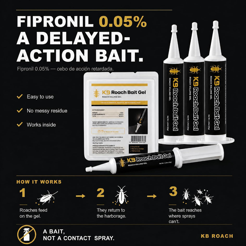 German Roach Killer Indoor Infestation for Home | 97~99% Lab-Tested Mortality in 14 Days - 0.05% Fipronil | 90-Day