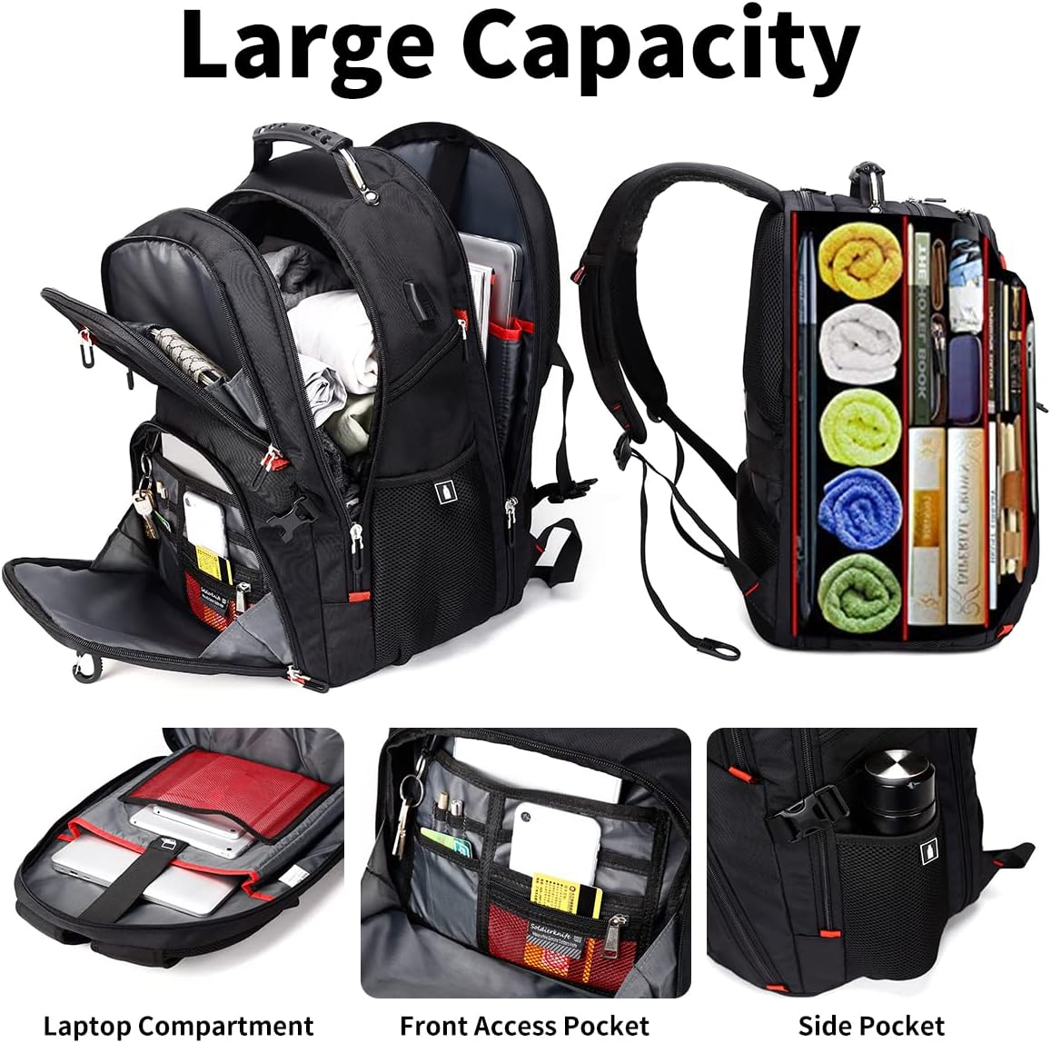 Extra Large 50L Travel Laptop Backpack with combination lock, College Backpack Airline Approved Business Work Bag Fit