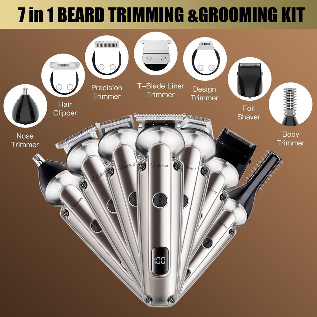 Beard Trimmer for Men, Waterproof Hair Trimmer Electric Razor, Cordless Hair Clippers Shavers for Men, Shaving Kit